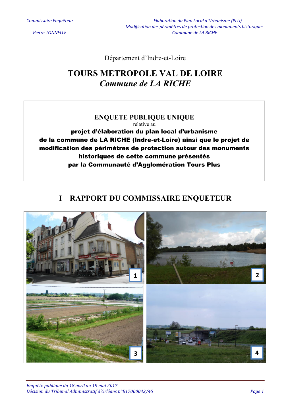 TOURS METROPOLE VAL DE LOIRE Commune De LA RICHE