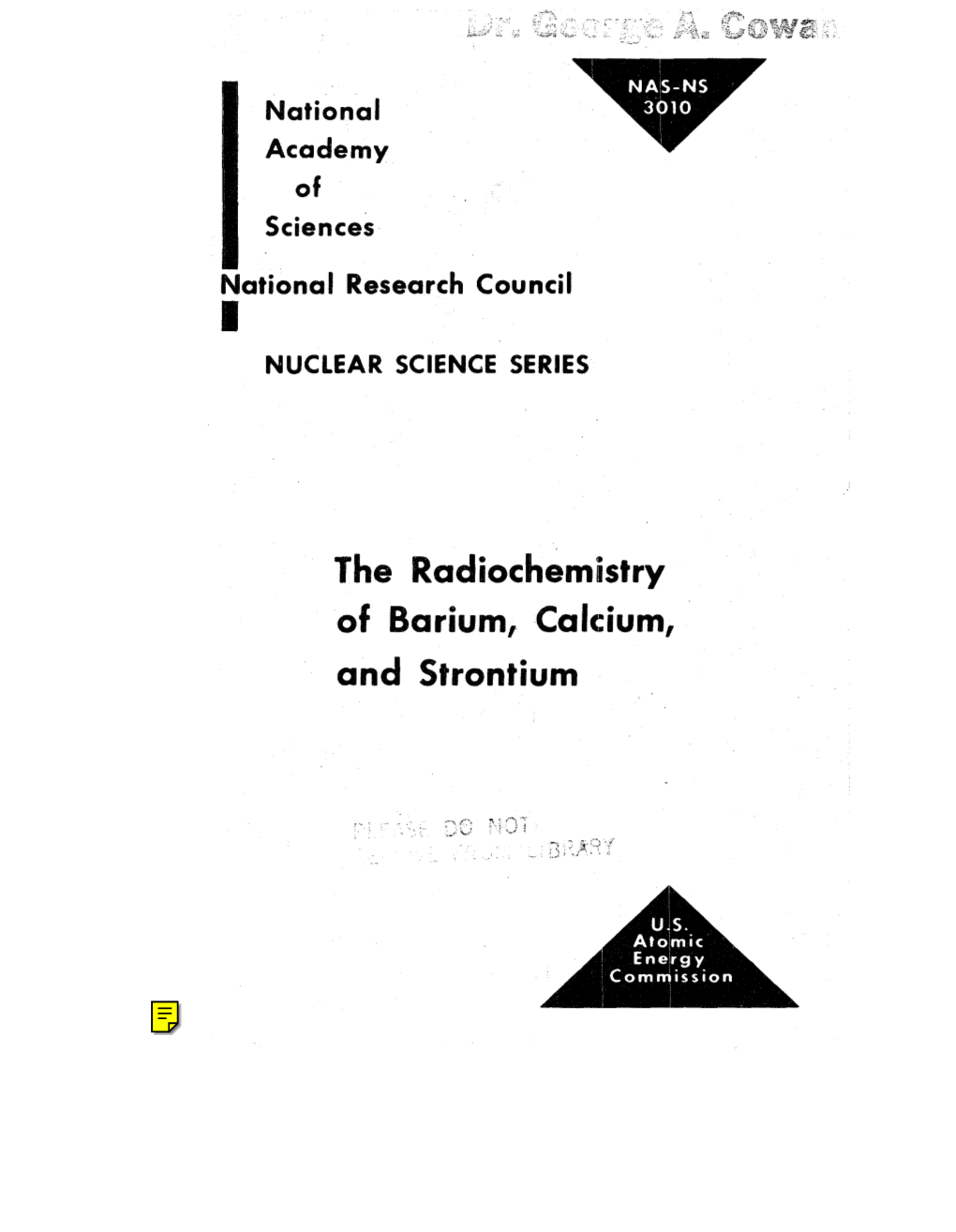 The Radiochemistry of Barium, Calcium, and Strontium