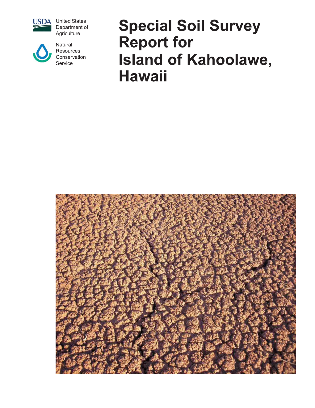 Special Soil Survey Report for Island of Kahoolawe, Hawaii