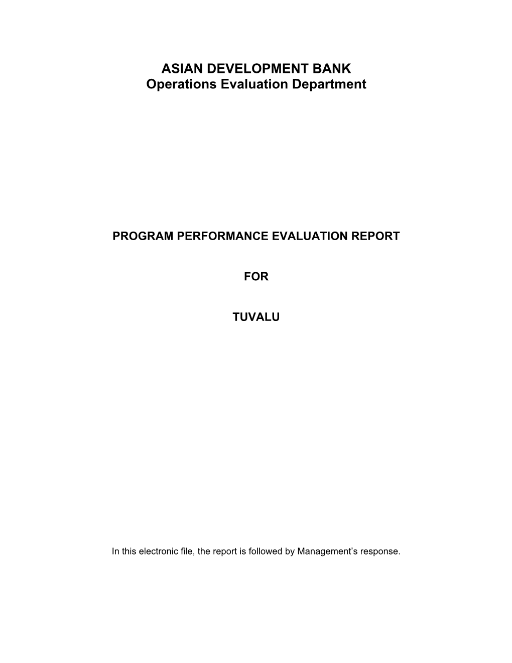Evaluation of the Tuvalu Islands Development Program
