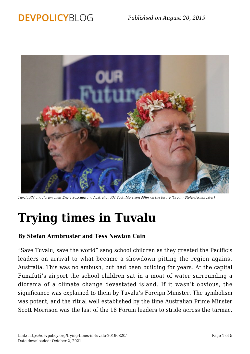 Trying Times in Tuvalu