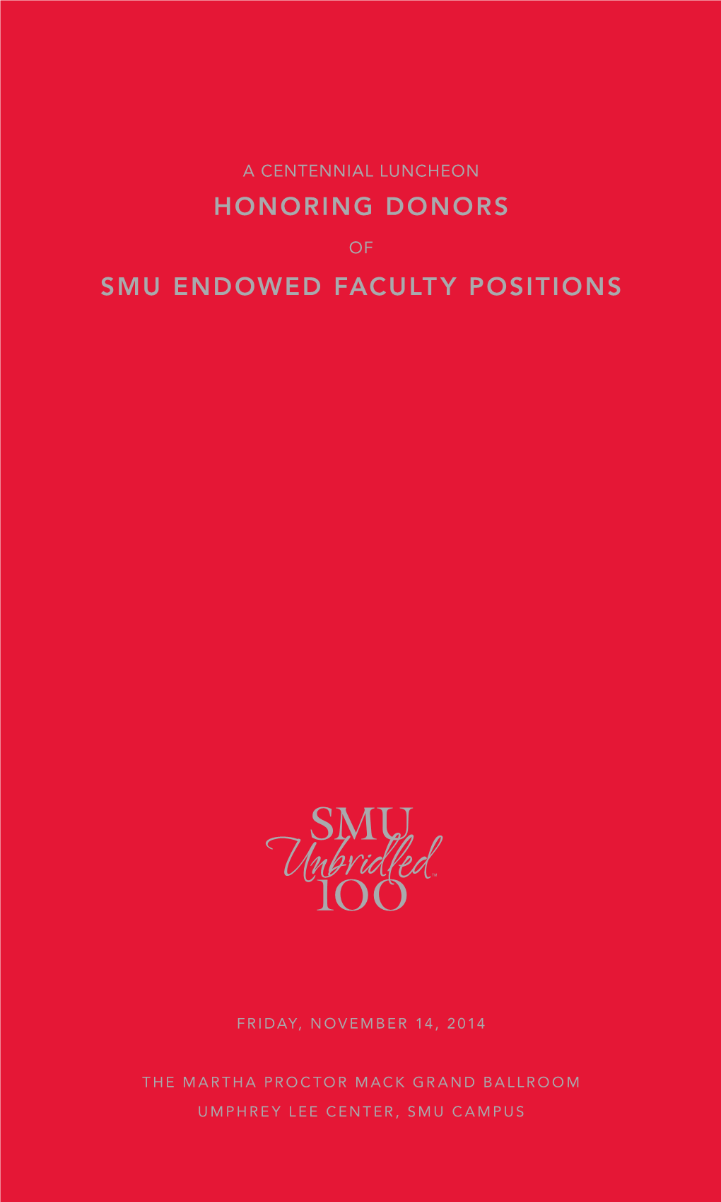 Honoring Donors Smu Endowed Faculty Positions