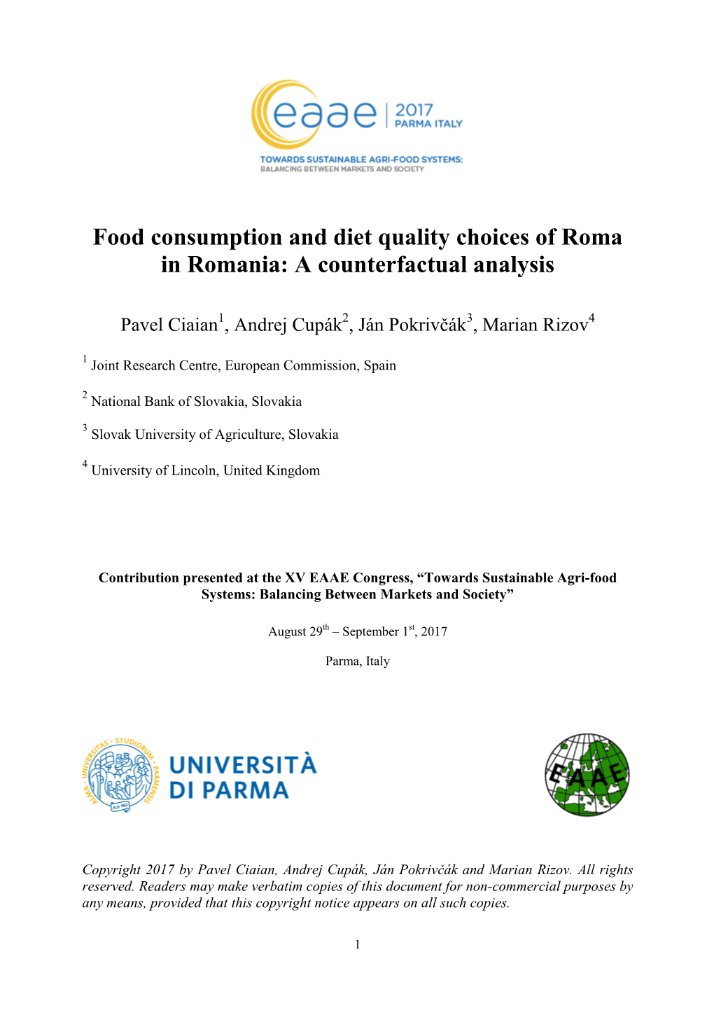 Food Consumption and Diet Quality Choices of Roma in Romania: a Counterfactual Analysis