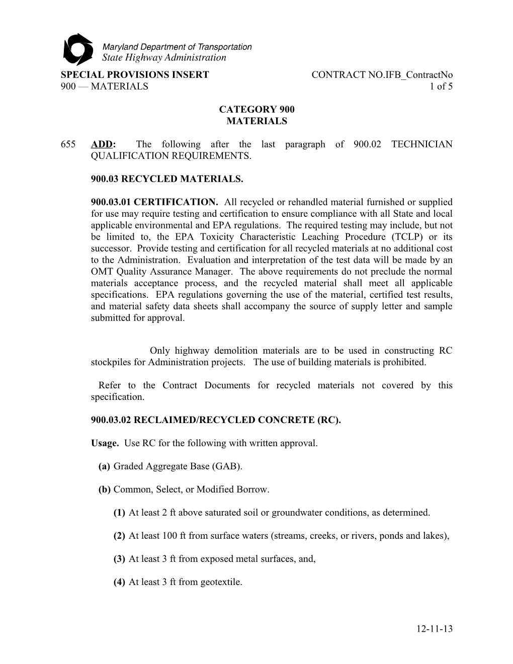 SPI-Section 900.03-Recycled Materials