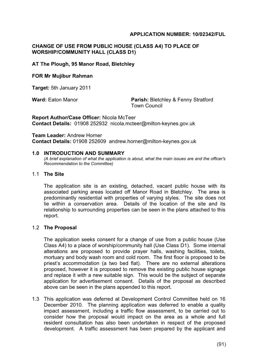 10/02342/Ful Change of Use from Public House (Class A4