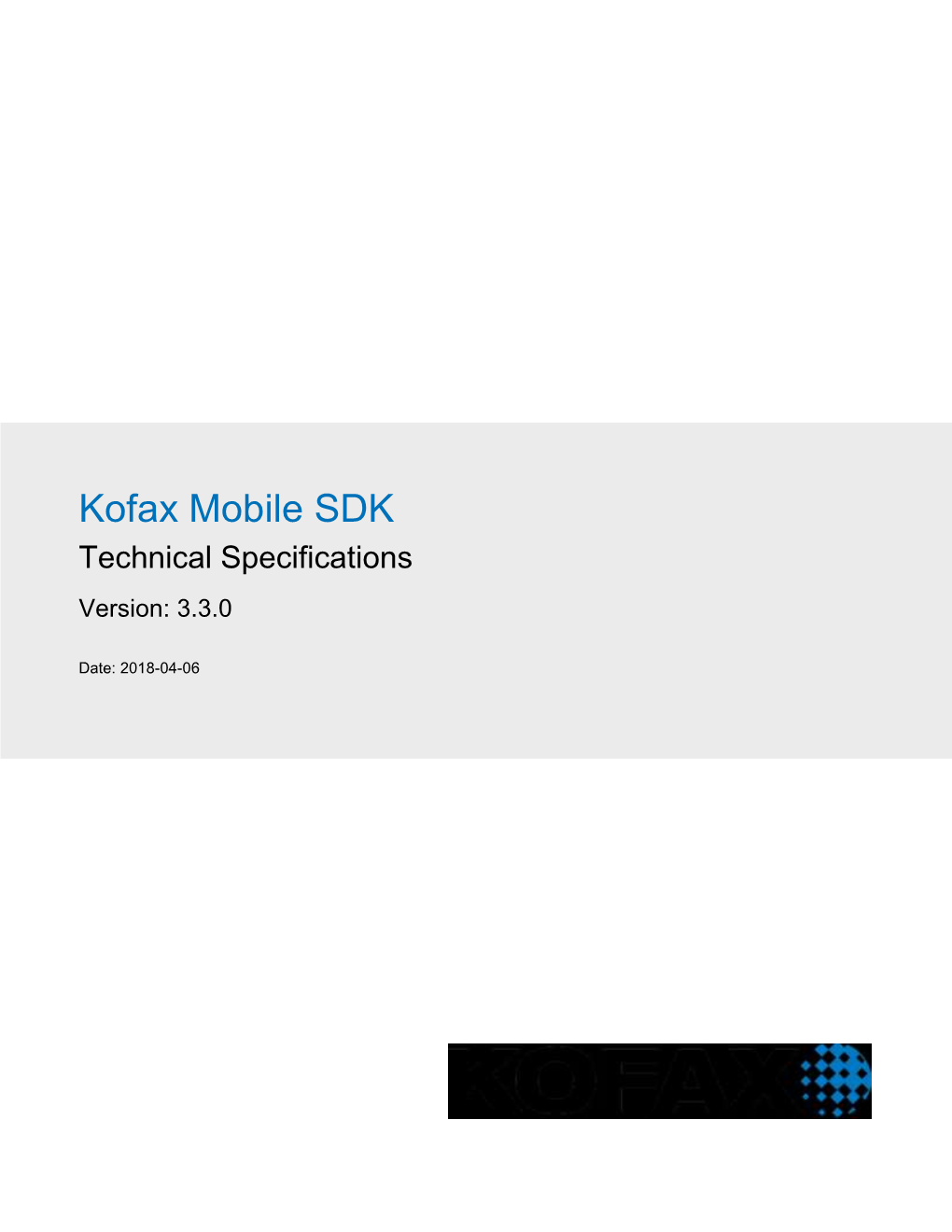 Kofax Mobile SDK 3.3 Technical Specifications