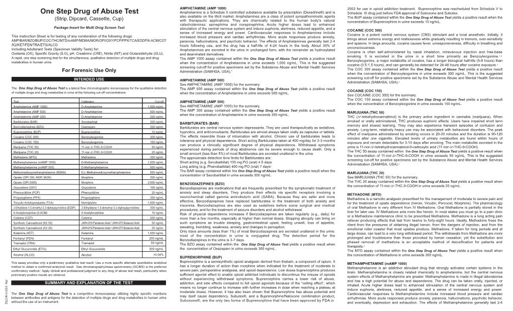 One Step Drug of Abuse Test Forensic Insert