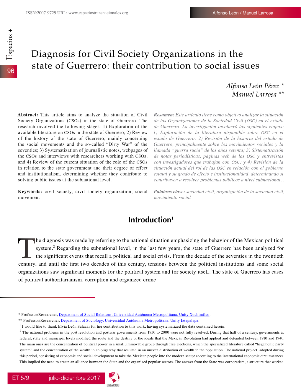 Diagnosis for Civil Society Organizations in the State of Guerrero