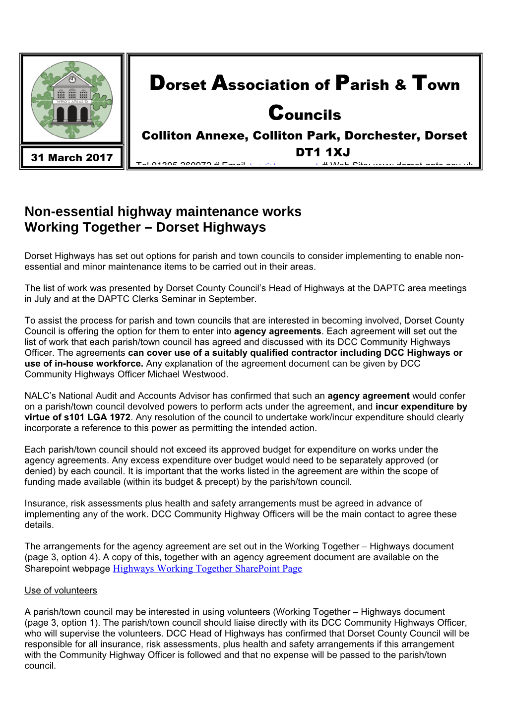 Non-Essential Highway Maintenance Works