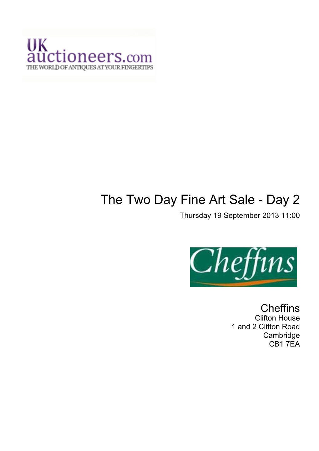 The Two Day Fine Art Sale - Day 2 Thursday 19 September 2013 11:00