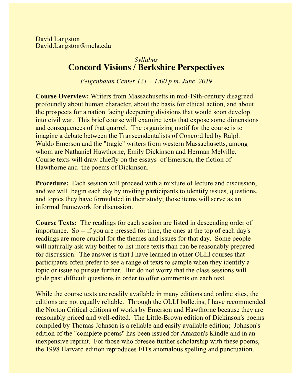 Concord Visions / Berkshire Perspectives
