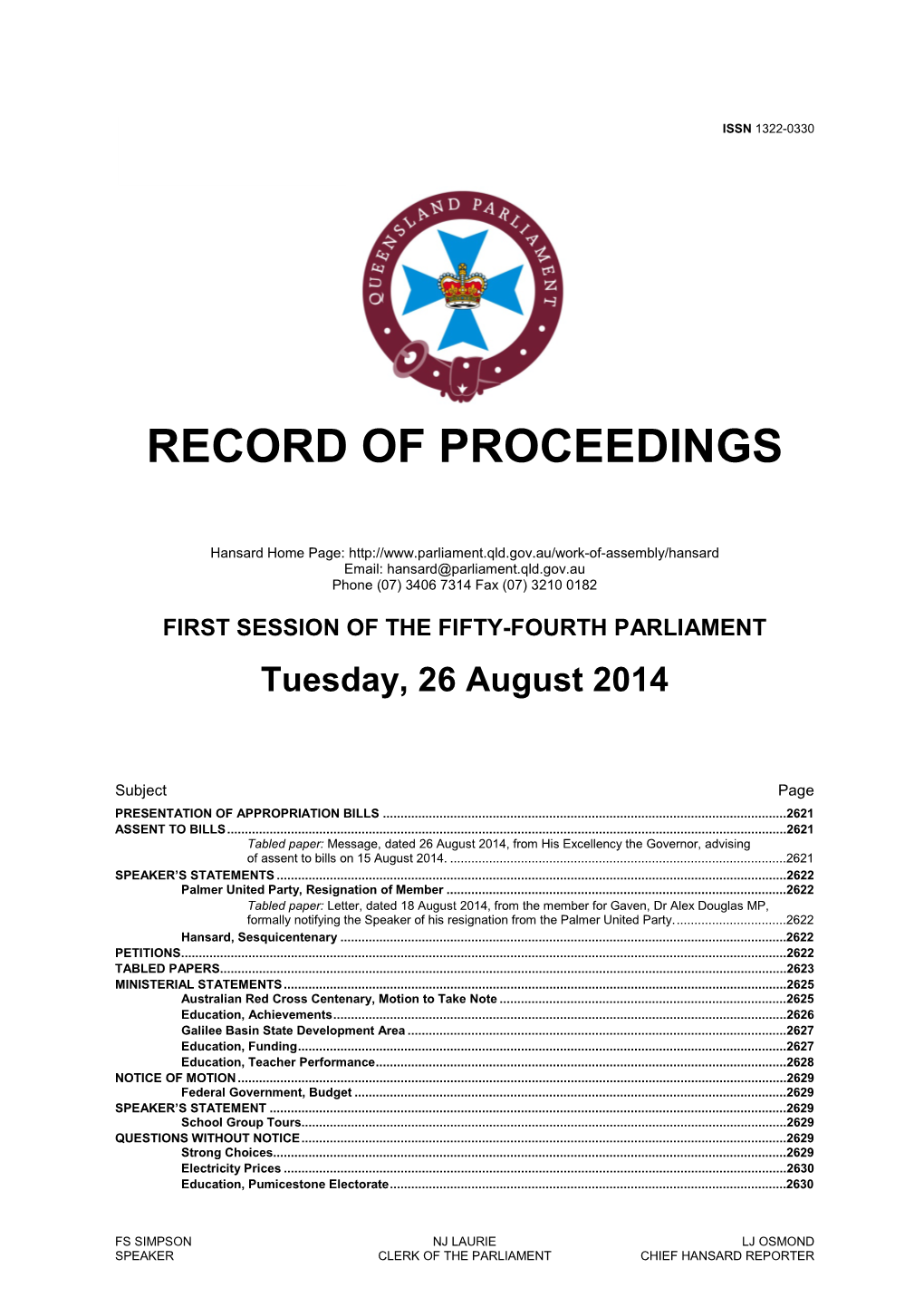 Record of Proceedings