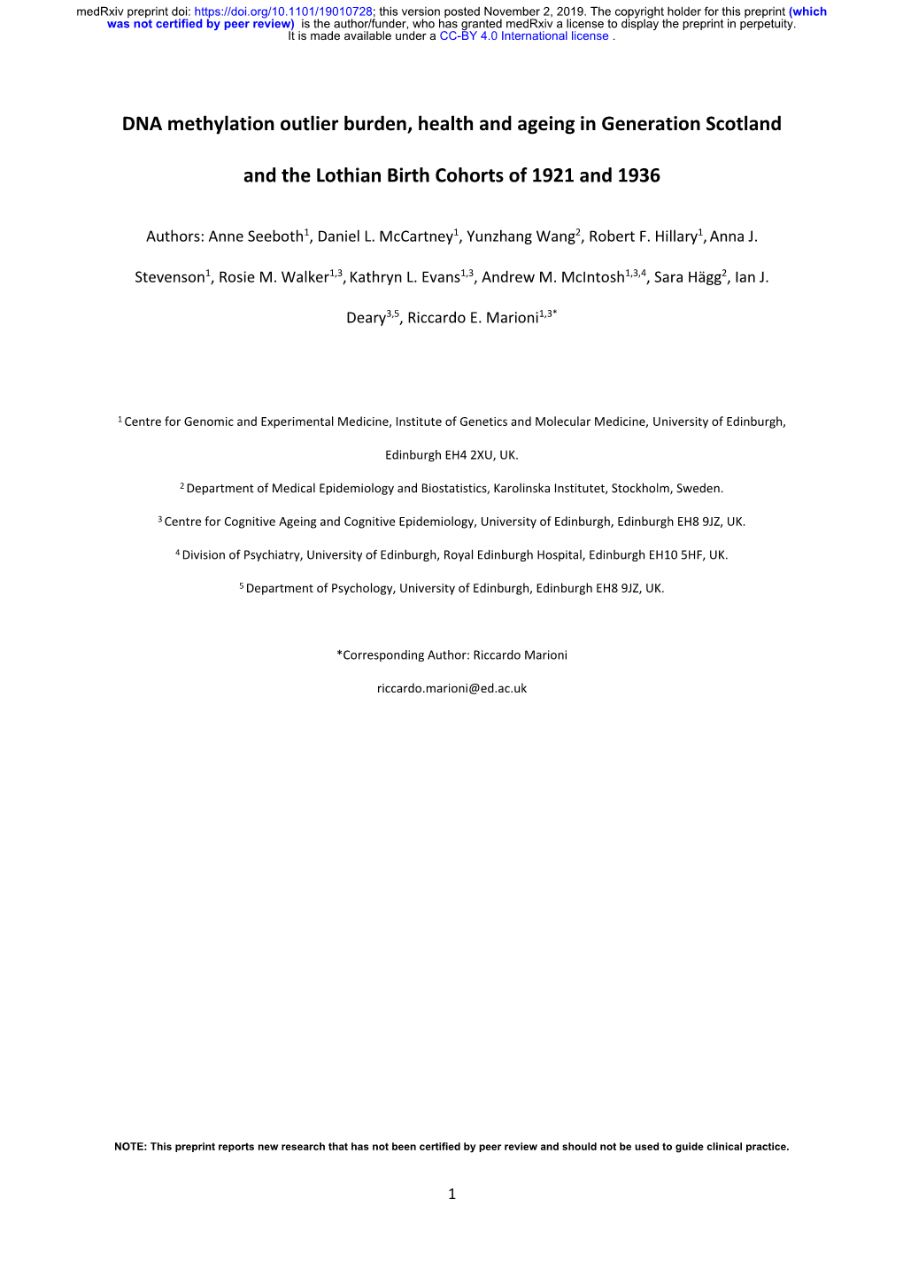 DNA Methylation Outlier Burden, Health and Ageing in Generation Scotland and the Lothian Birth Cohorts of 1921 and 1936