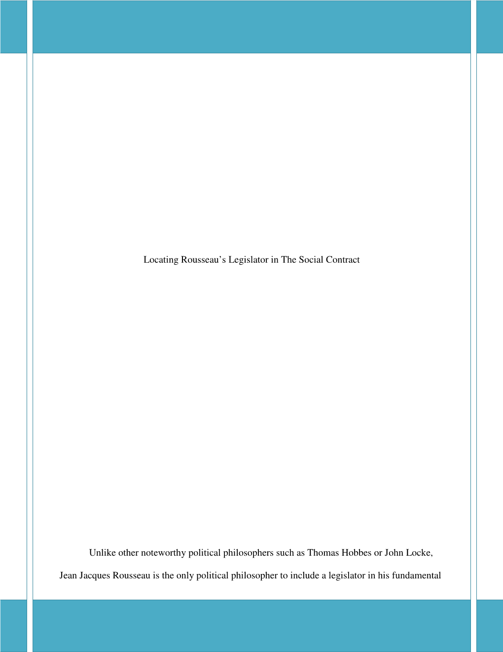 Locating Rousseau's Legislator in the Social Contract