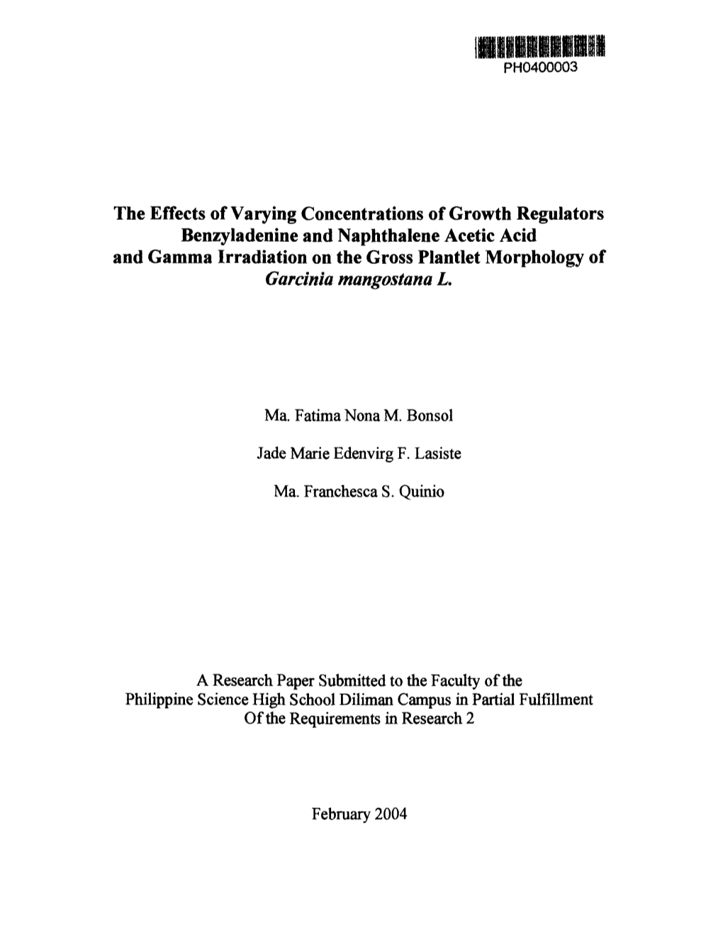 The Effects of Varying Concentrations of Growth Regulators