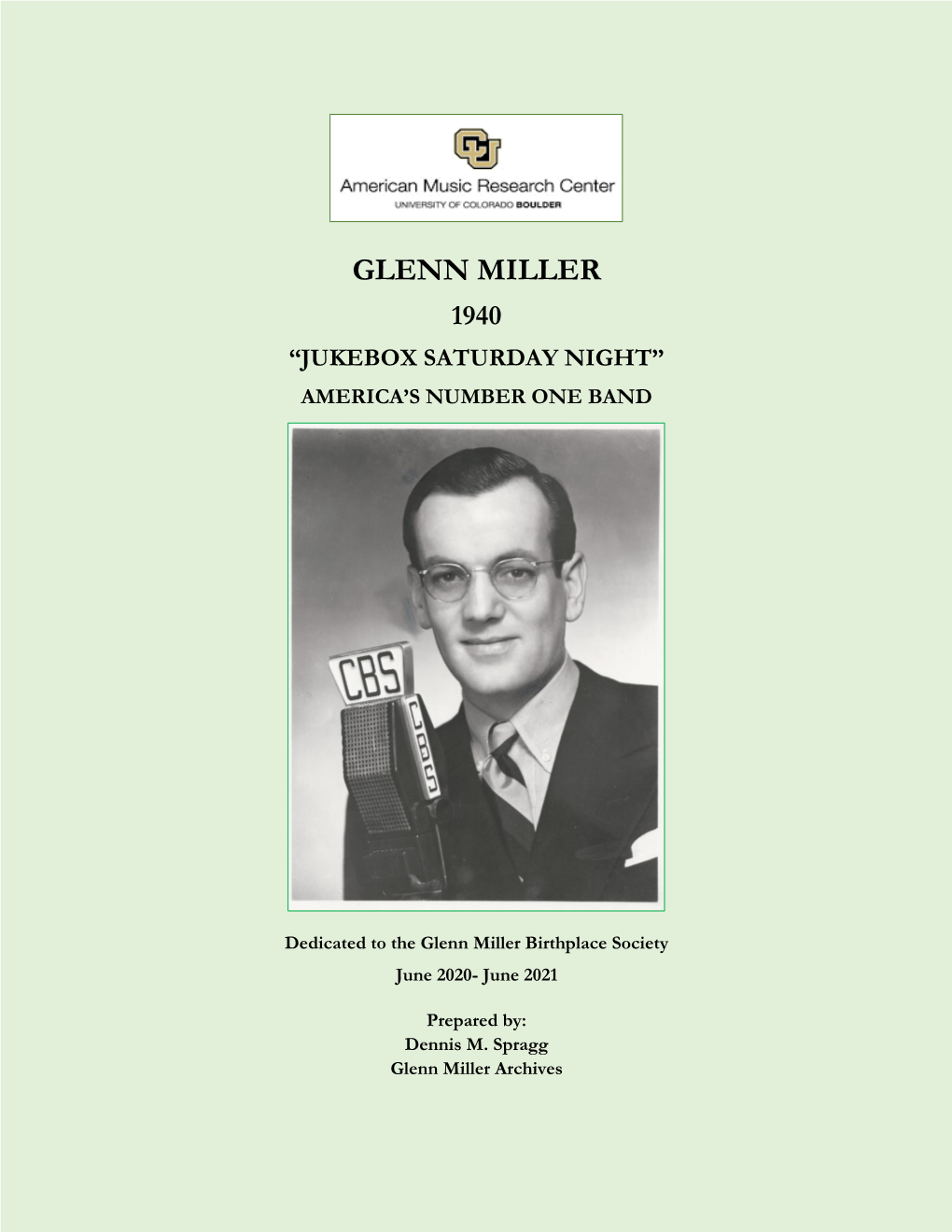 Glenn Miller 1940 “Jukebox Saturday Night” America’S Number One Band