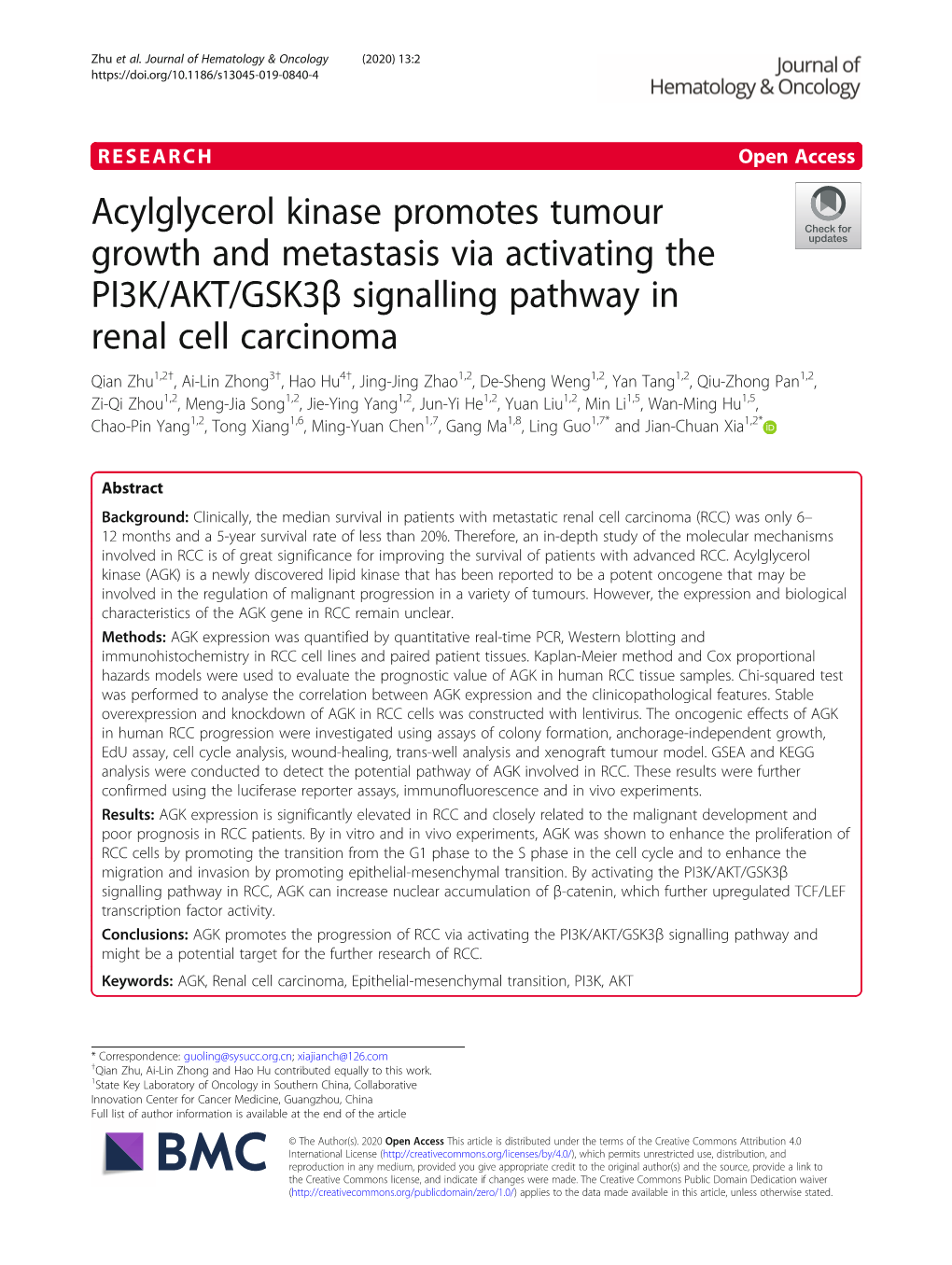 Acylglycerol Kinase Promotes Tumour Growth and Metastasis Via