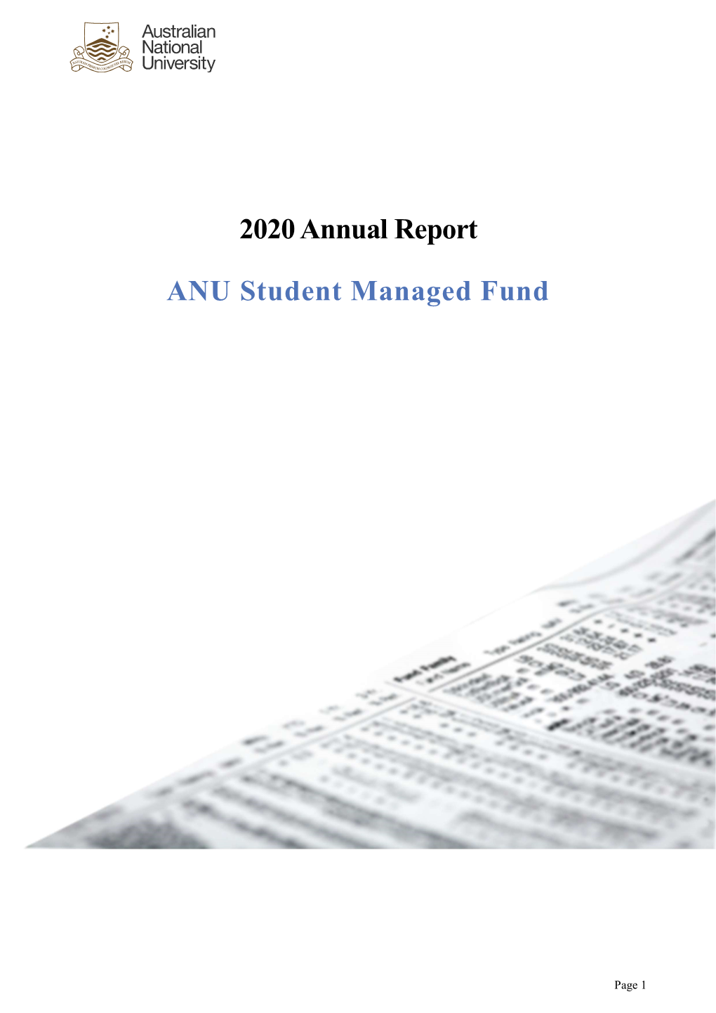 2020 Annual Report ANU Student Managed Fund