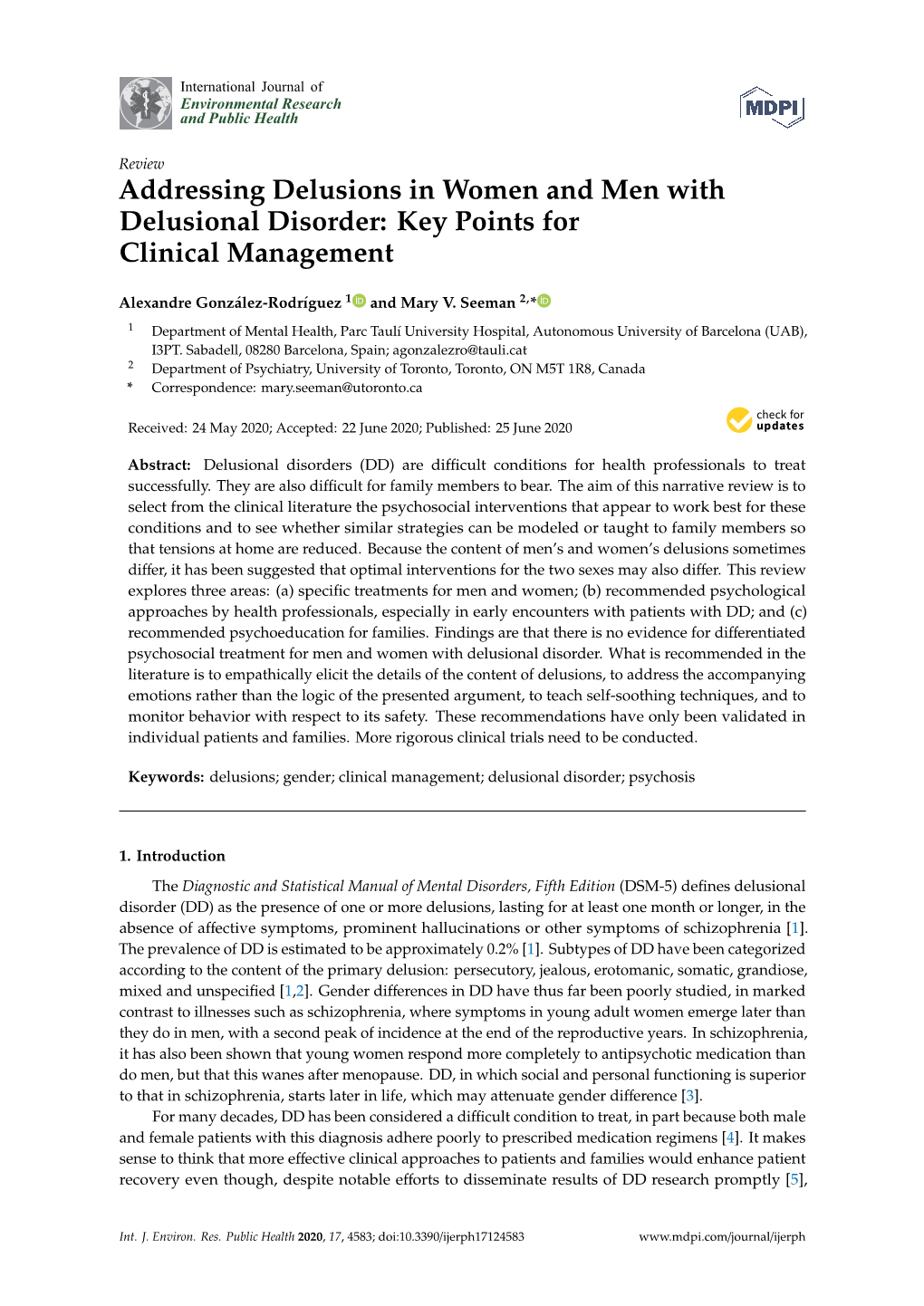 Addressing Delusions in Women and Men with Delusional Disorder: Key Points for Clinical Management