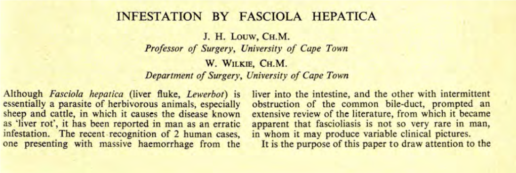 Infestation by Fasciola Hepatica J