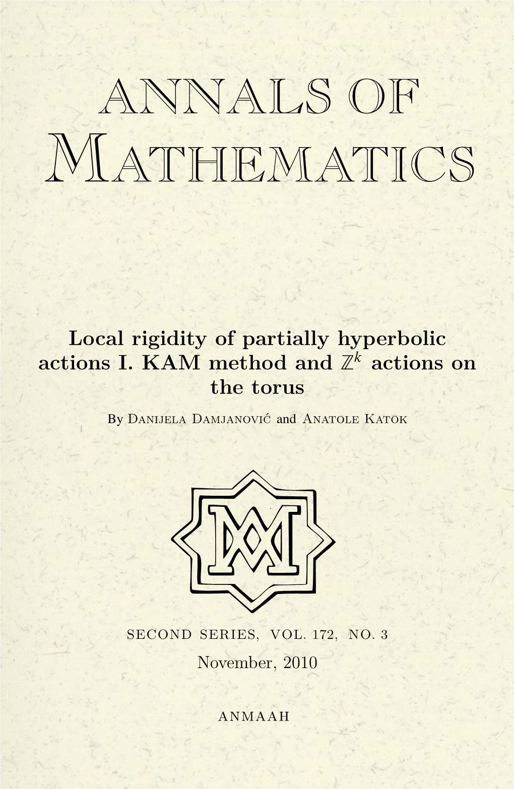 Local Rigidity of Partially Hyperbolic Actions I. KAM Method and Zk