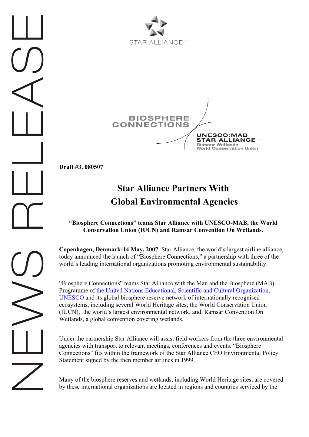 Star Alliance Partners with Global Environmental Agencies