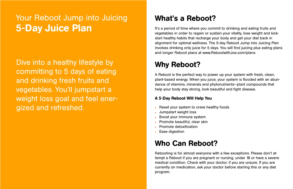 Your Reboot Jump Into Juicing What’S a Reboot?