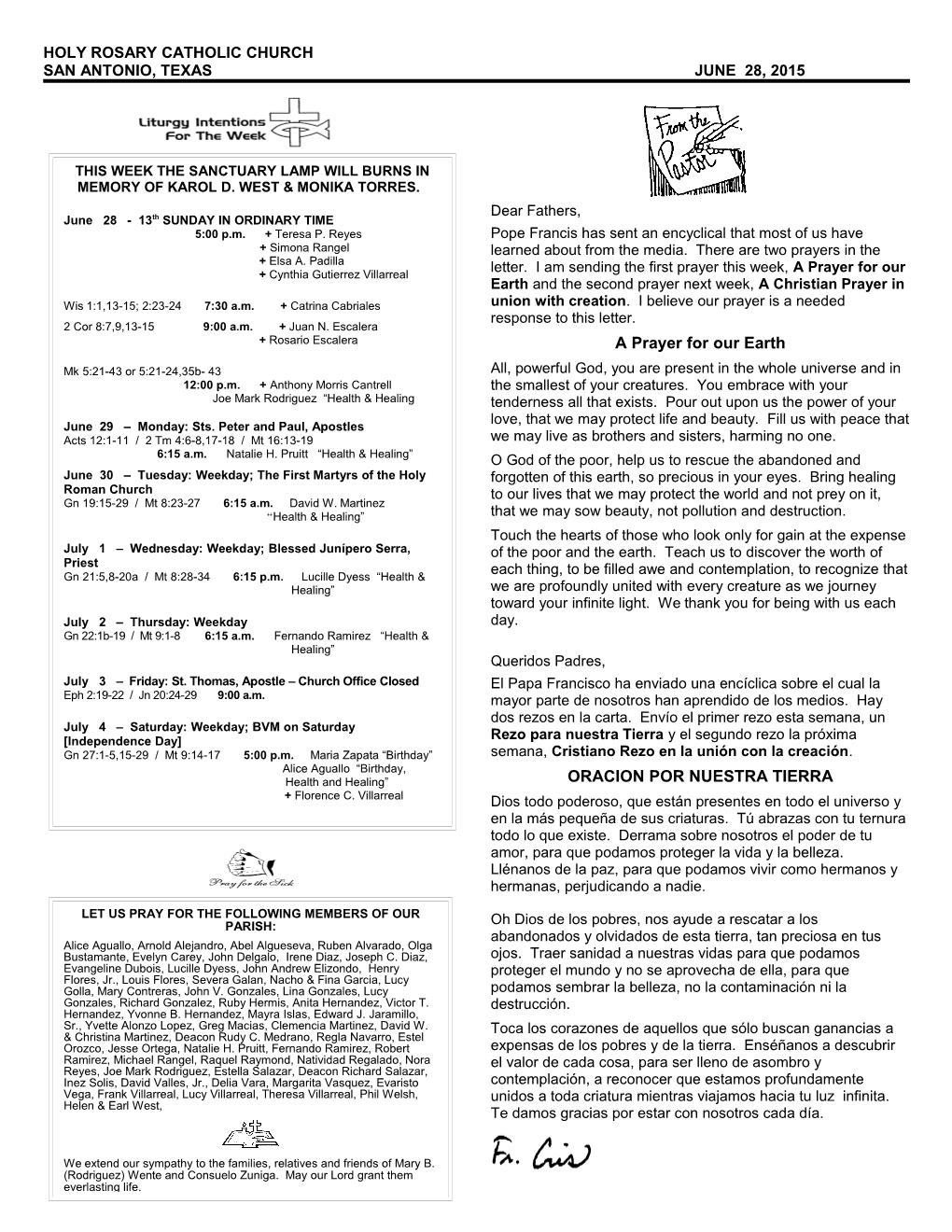 Scripture Readings for the Week of the Trinity s9