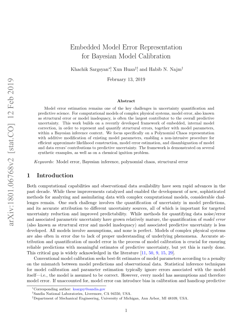 Embedded Model Error Representation for Bayesian Model Calibration