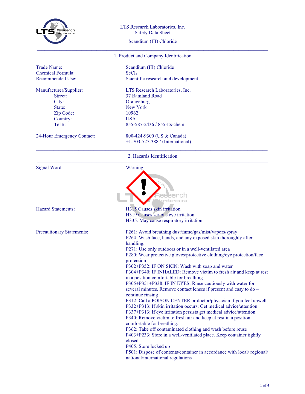 Material Safety Data Sheet