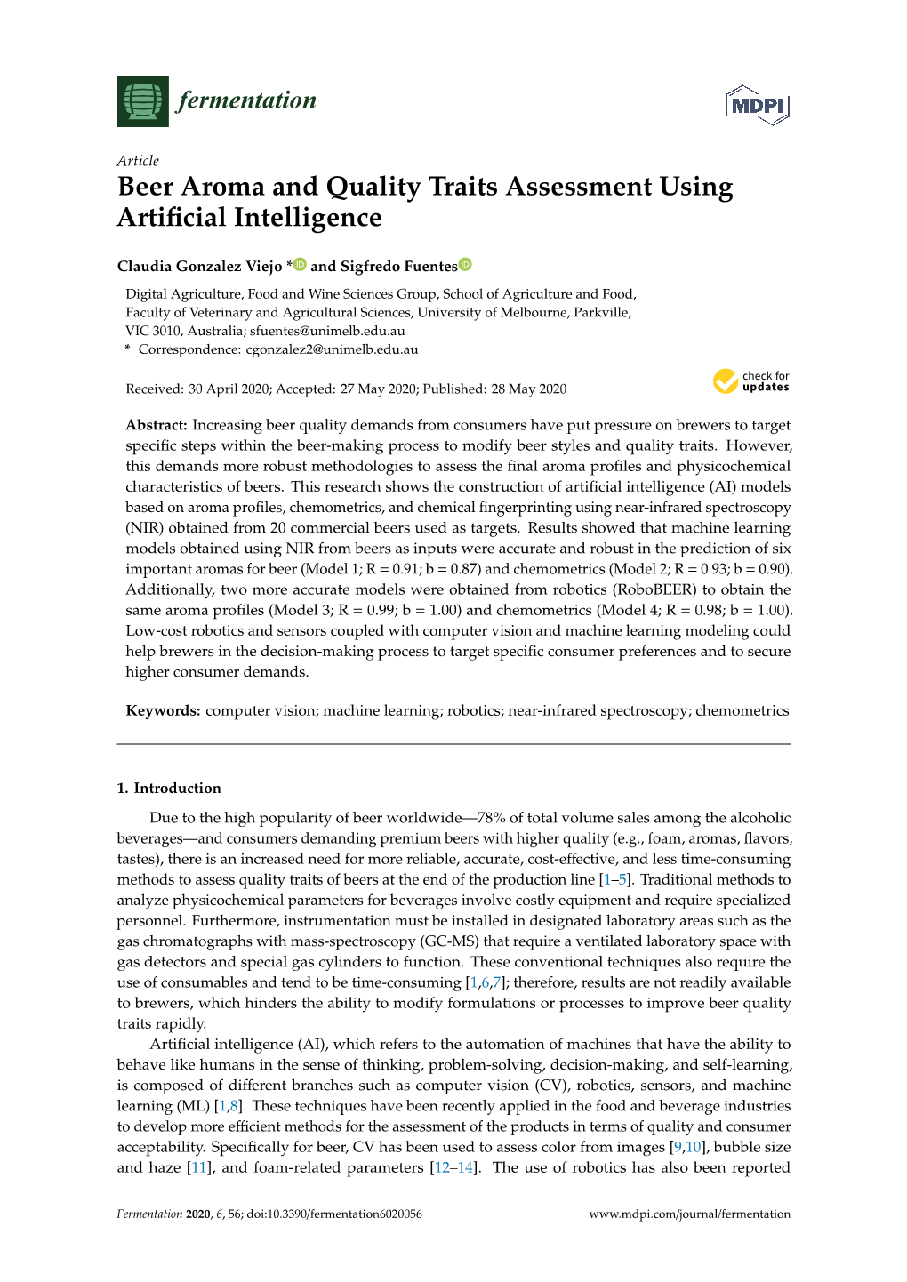 Beer Aroma and Quality Traits Assessment Using Artificial Intelligence
