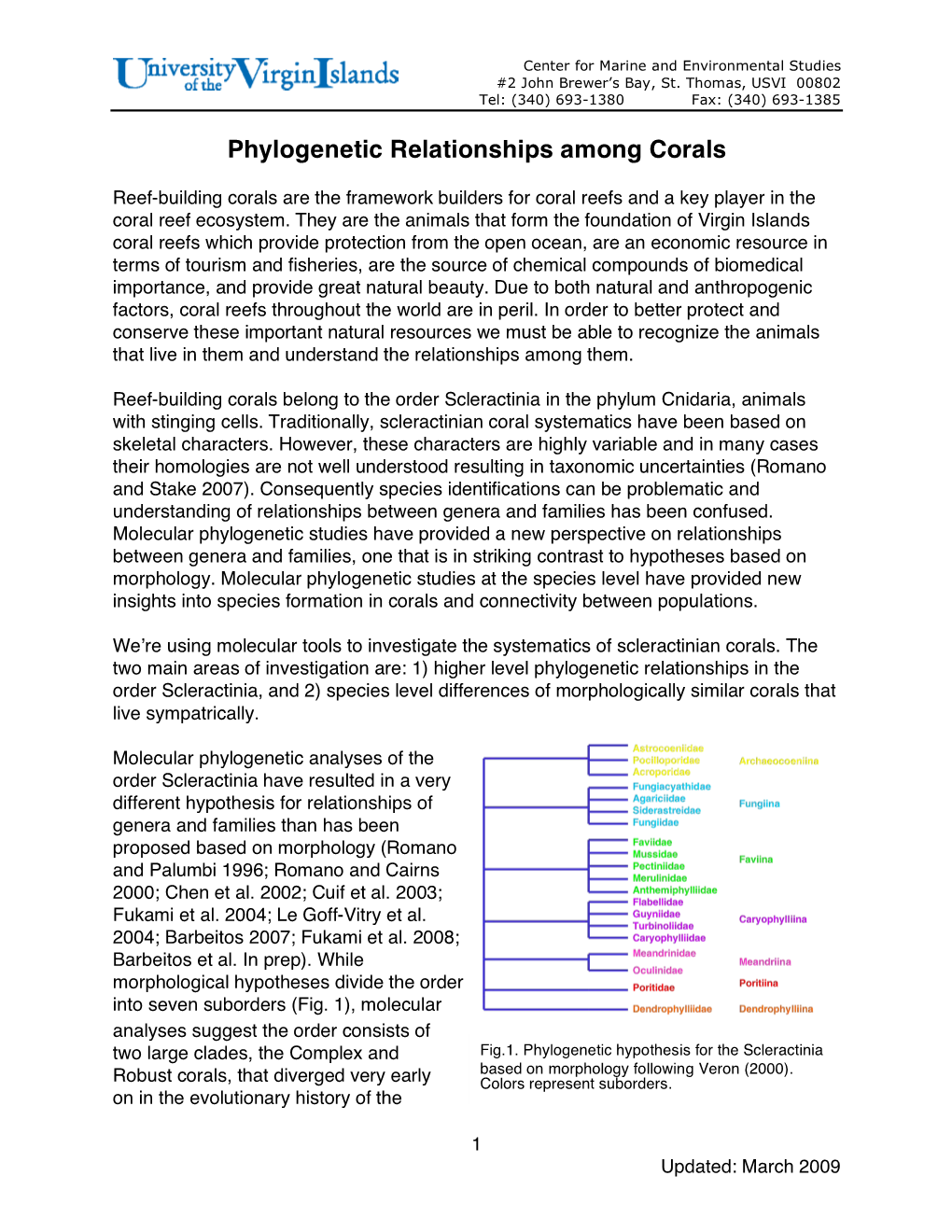 Phylogenetic Relationships Among Corals