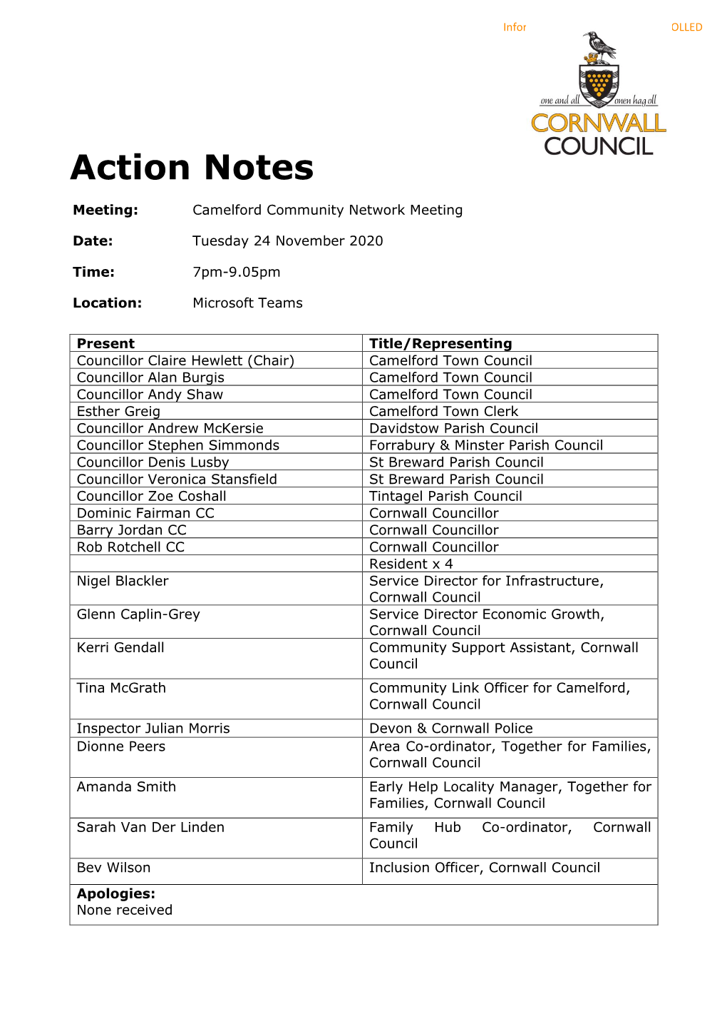 Action Notes