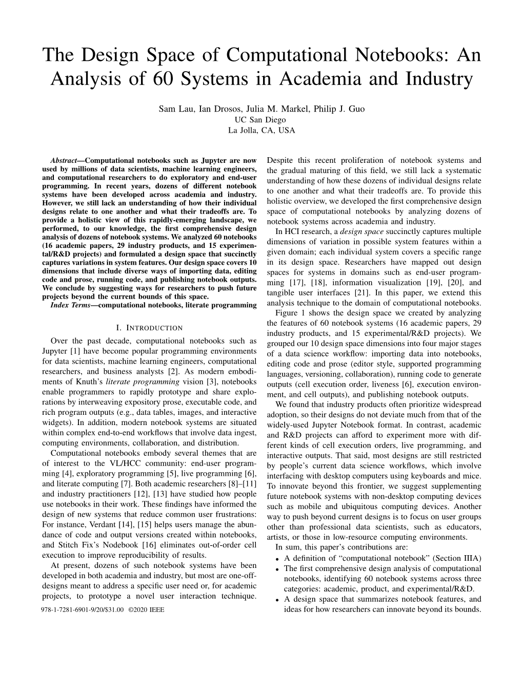 The Design Space of Computational Notebooks: an Analysis of 60 Systems in Academia and Industry