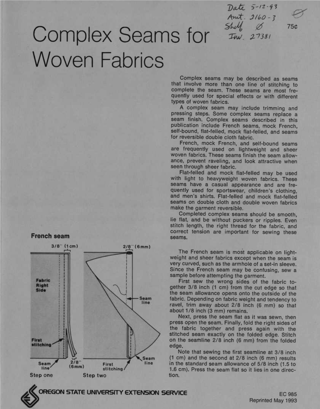 Complex Seams for Woven Fabrics