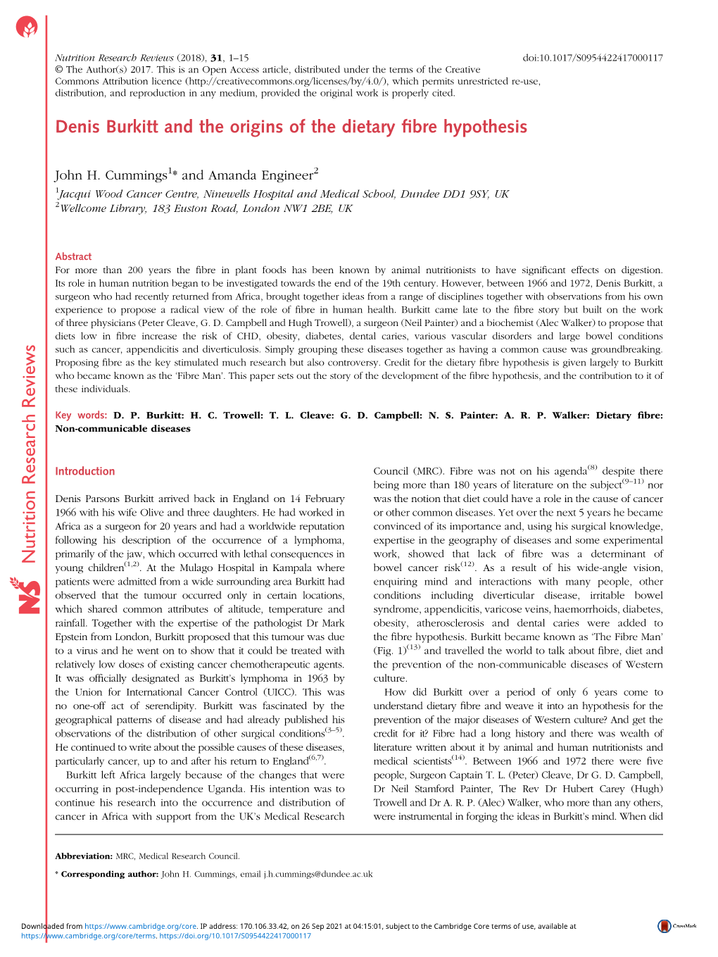 Nutrition Research Reviews (2018), 31,1–15 Doi:10.1017/S0954422417000117 © the Author(S) 2017