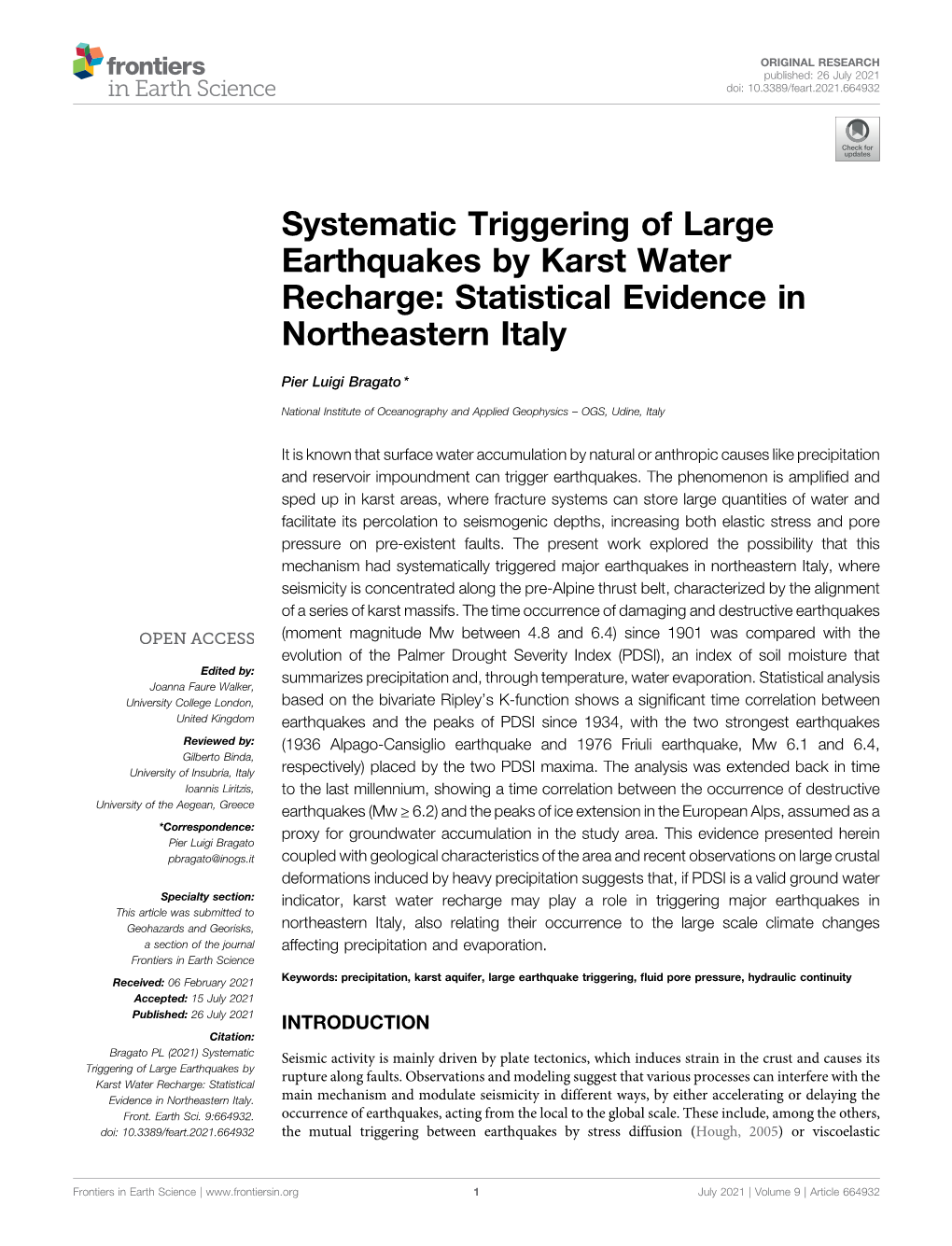 Systematic Triggering of Large Earthquakes by Karst Water Recharge: Statistical Evidence in Northeastern Italy