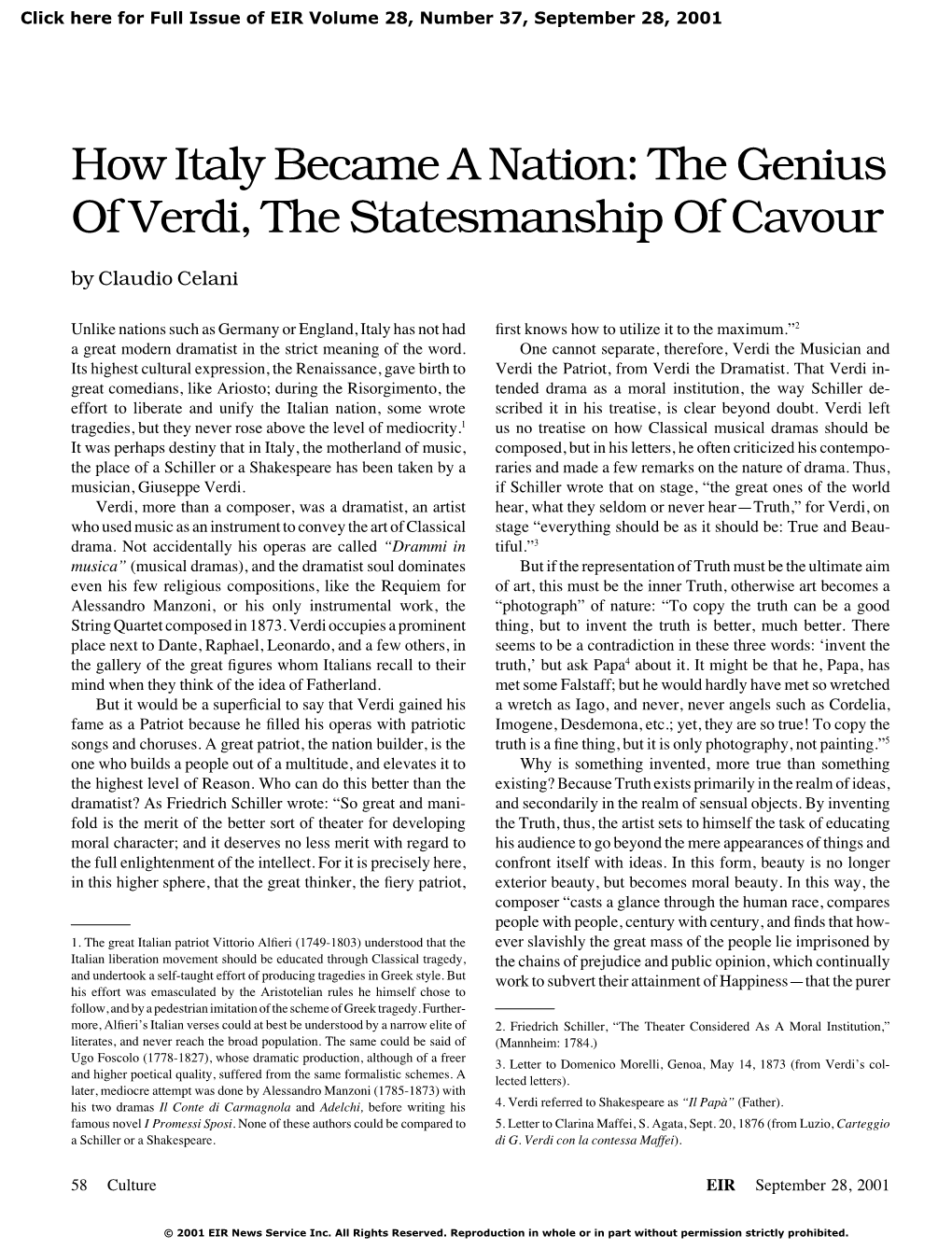 How Italy Became a Nation: the Genius of Verdi, the Statesmanship of Cavour