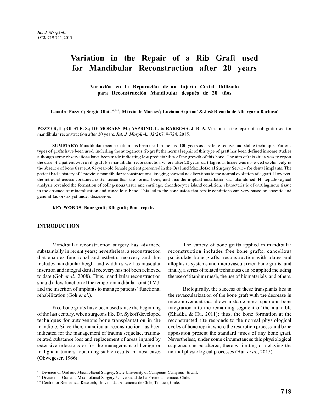 Variation in the Repair of a Rib Graft Used for Mandibular Reconstruction After 20 Years