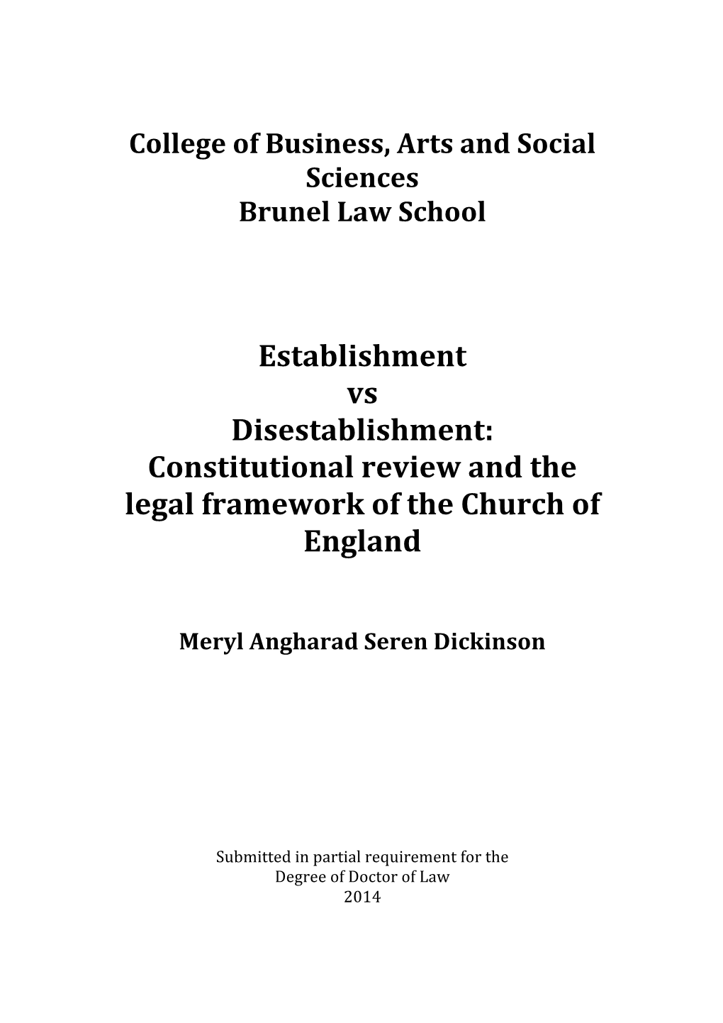 Constitutional Review and the Legal Framework of the Church of England