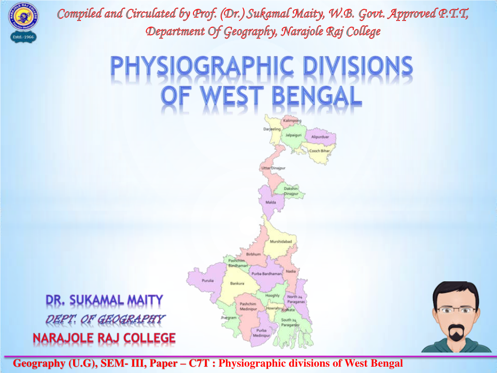 Physiographic Divisions of West Bengal