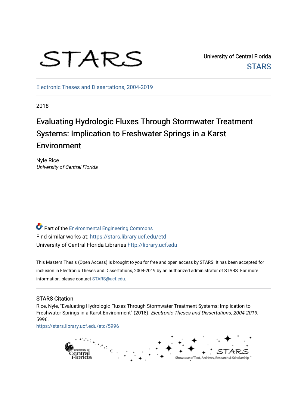 Evaluating Hydrologic Fluxes Through Stormwater Treatment Systems: Implication to Freshwater Springs in a Karst Environment