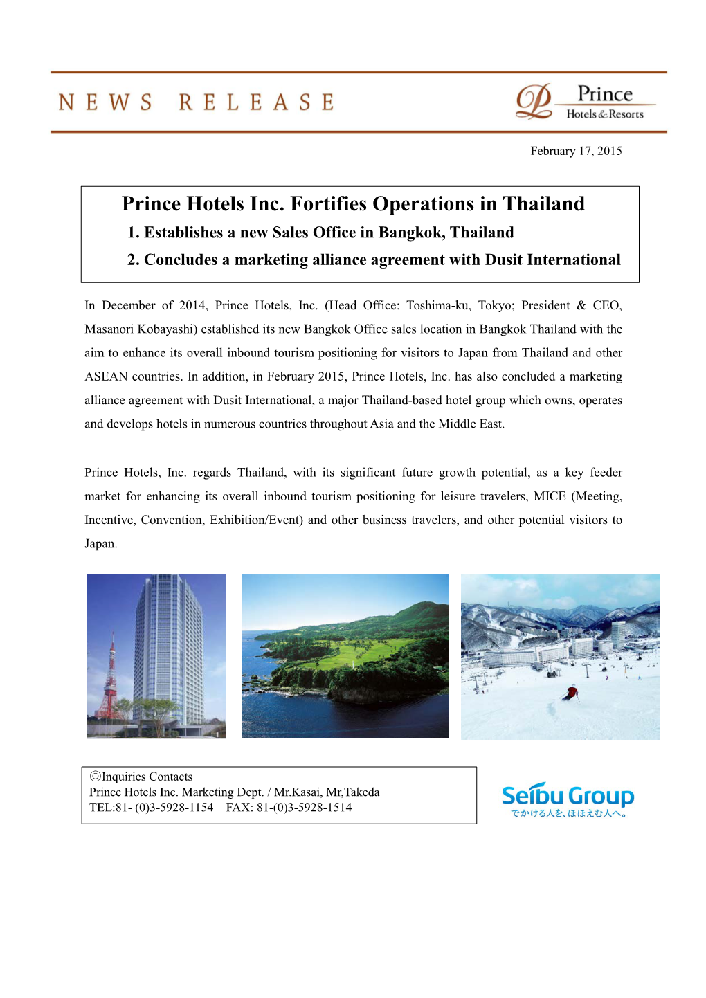 Prince Hotels Inc. Fortifies Operations in Thailand 1