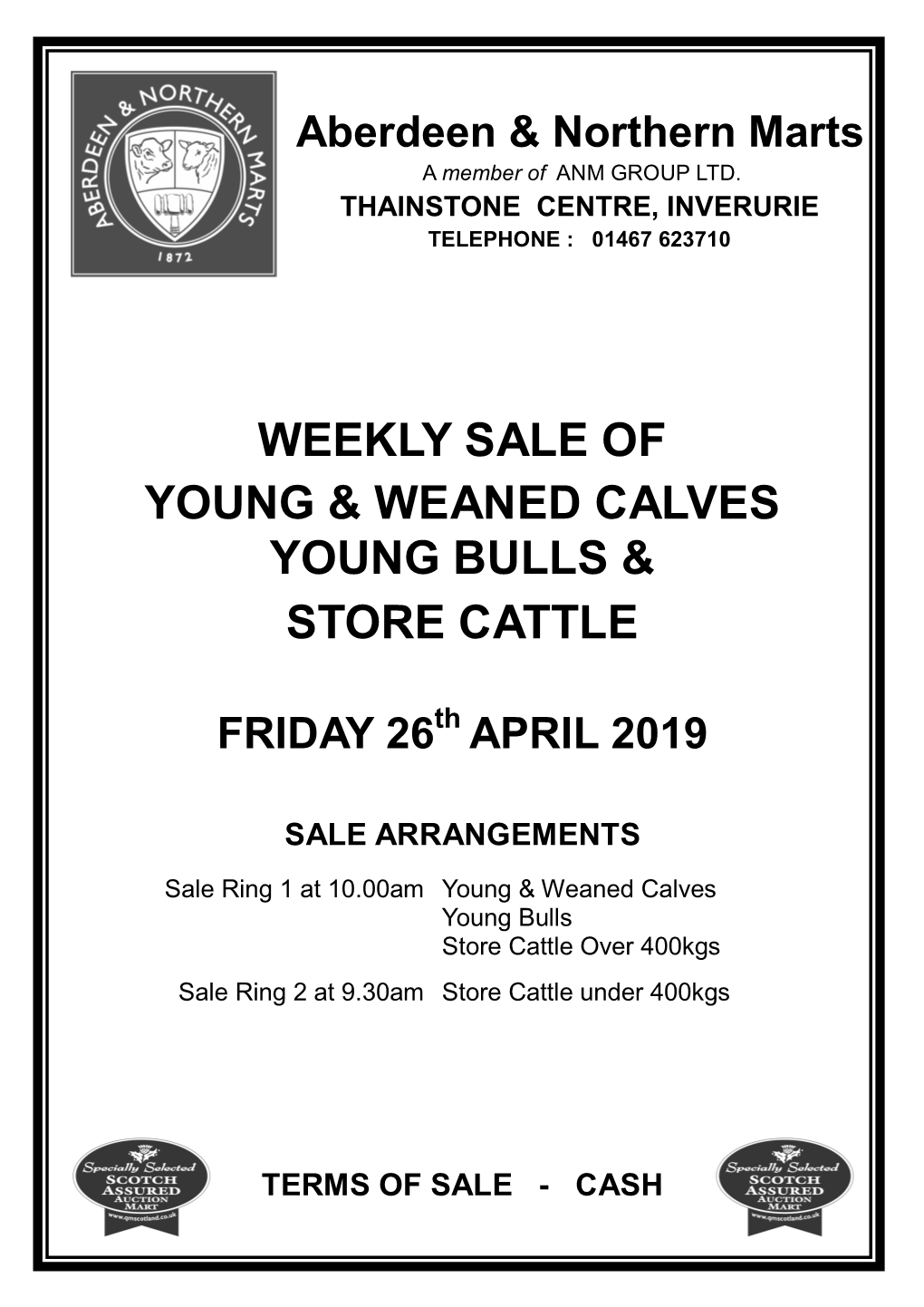 Weekly Sale of Young & Weaned Calves Young Bulls