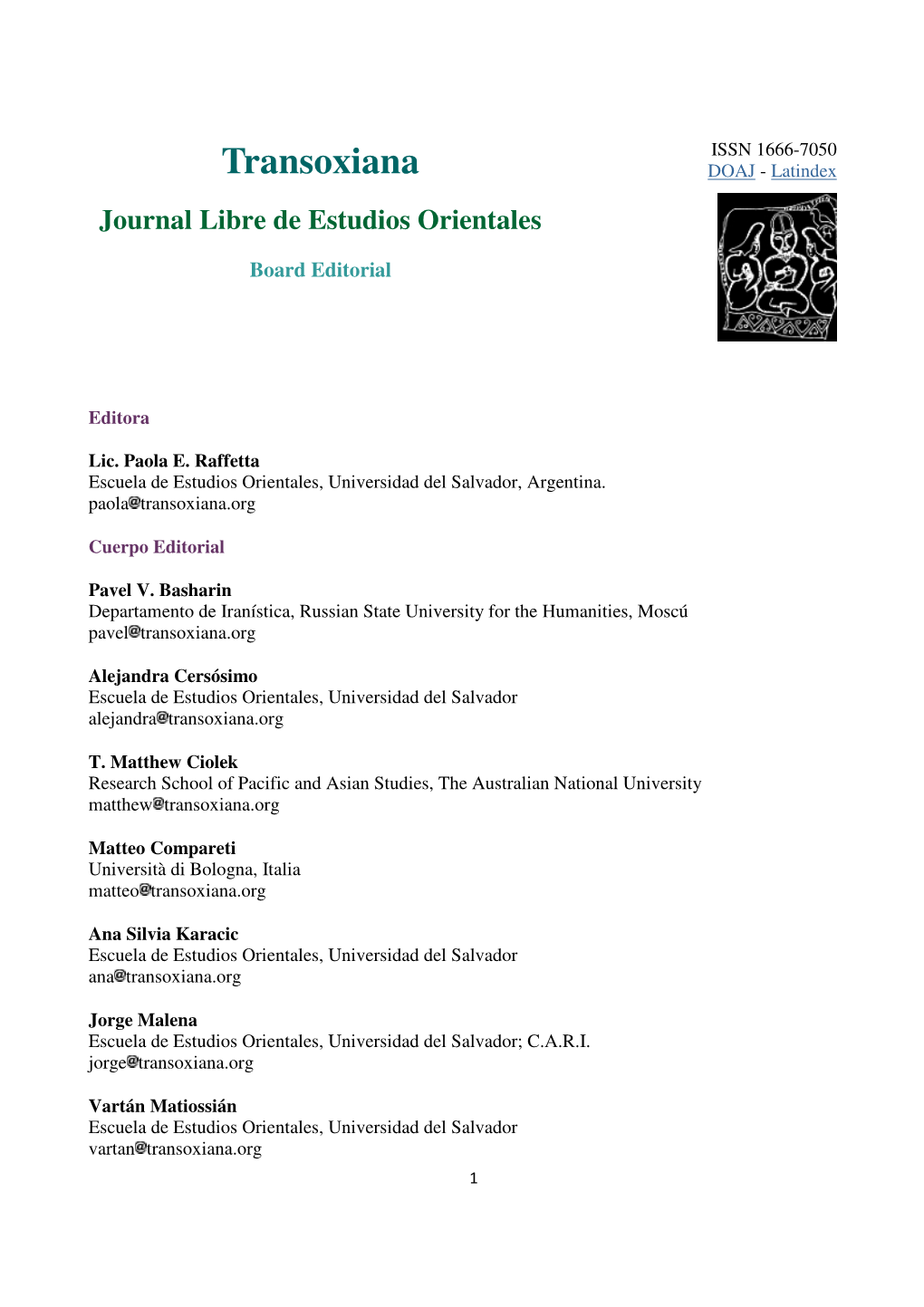 Transoxiana DOAJ - Latindex Journal Libre De Estudios Orientales