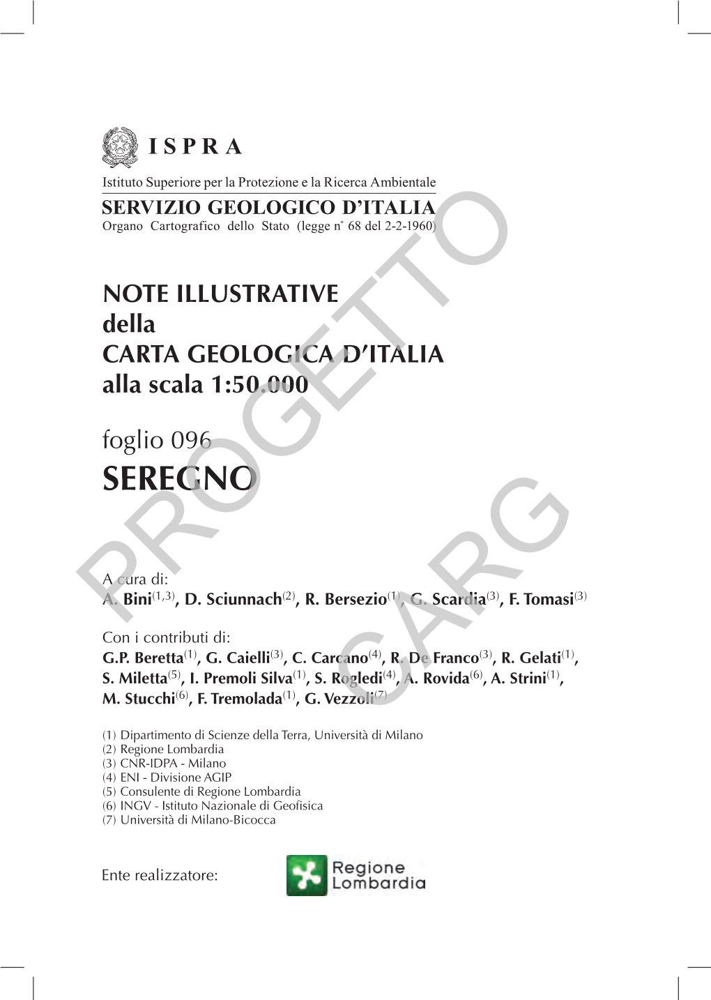 Progetto CARG Per Il Servizio Geologico D’Italia - ISPRA: F