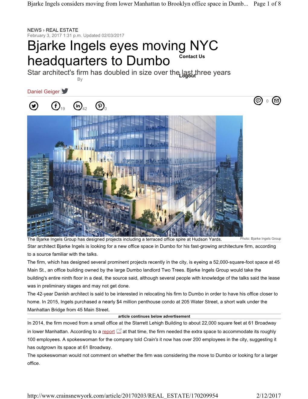 Bjarke Ingels Eyes Moving NYC Headquarters to Dumbo Contact Us