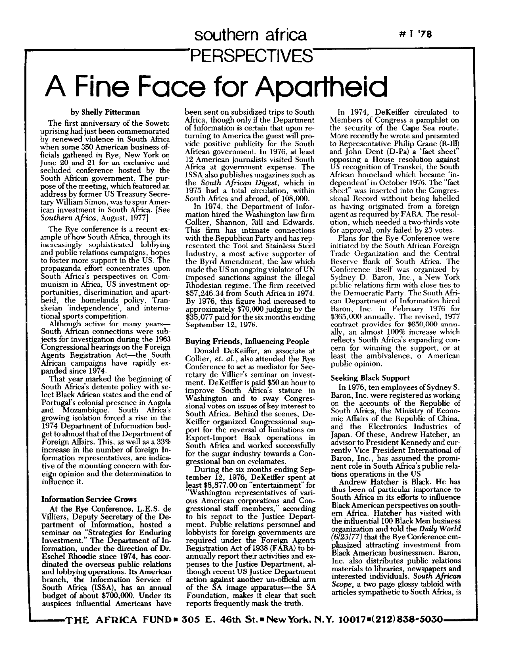 A Fine Face for Apartheid