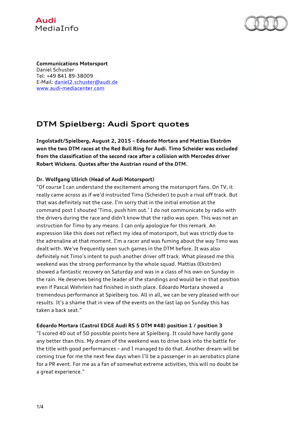 DTM Spielberg: Audi Sport Quotes