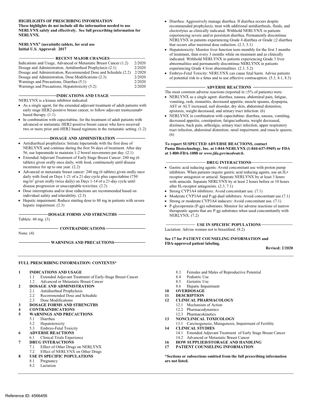 NERLYNX (Neratinib) Immediate Release, Film-Coated Tablets for Oral Administration Contain 40 Mg of Neratinib, Equivalent to 48.31 Mg Neratinib Maleate